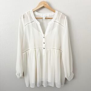Motherhood Cream White Sheer Peasant Blouse